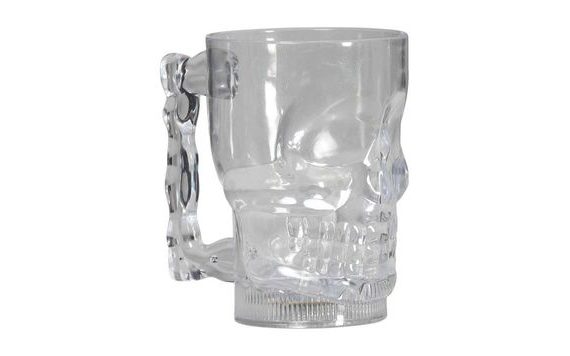 POHÁR SVÍTÍCÍ LEBKA - KOSTLIVEC - HALLOWEEN - 10 X 14 CM - 700 ML