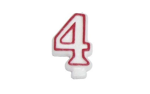 BIRTHDAY CANDLE WITH PINCH STAND - NUMBERS 4