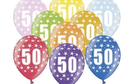 STRONG BALLOONS 30 CM METALLIC MIX - BIRTHDAY NO.50