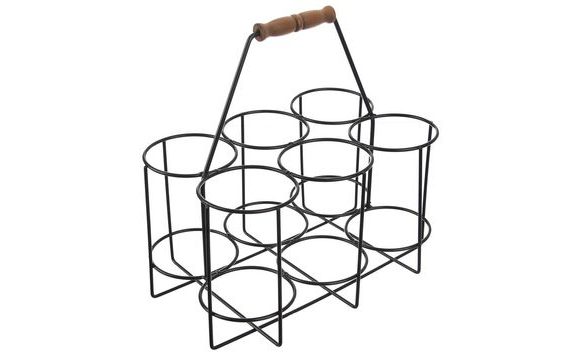 STOJAN NA PIVNÉ LÁHVE A PŮLLITRY Z KOVU A DREVA, 6 POZÍCIÍ