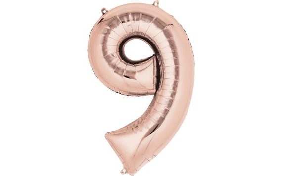 BIRTHDAY FOIL BALLOON NUMBER 9 PINK AND GOLD 86CM