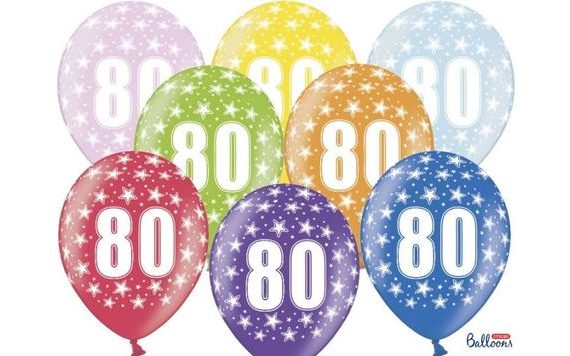 STRONG 30 CM METALLIC BALLOONS - BIRTHDAY NO.80