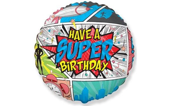 BALÓN FÓLIOVÝ KULATÝ KOMIKS - HAPPY BIRTHDAY - NAROZENINY - 48 CM