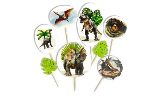 “AGE OF DINOSAURS” SUGAR CAKE TOPPERS SET