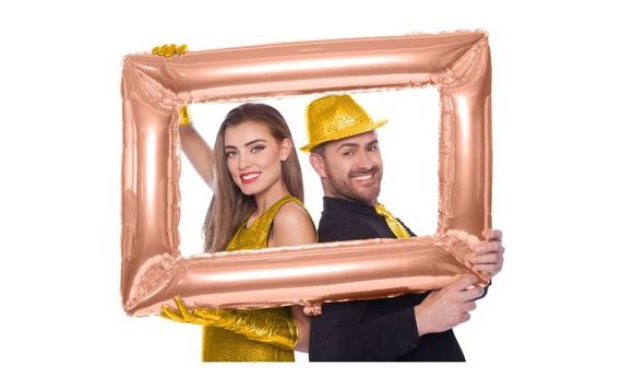 FOIL BALLOON IN THE SHAPE OF A SELFIE FRAME ROSE GOLD 85X60CM