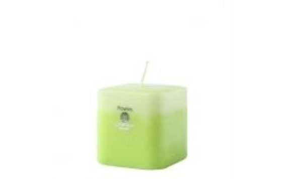 SQUARE SINGLE GREEN FLOWERS - GREEN CANDLE