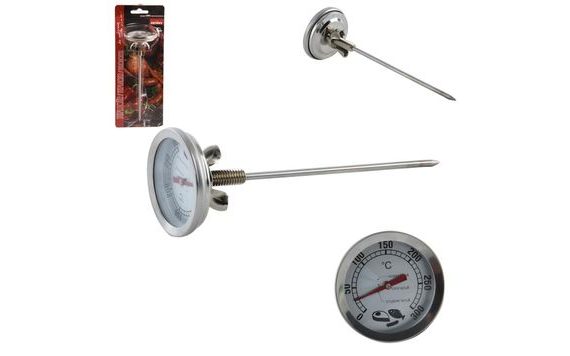 ROZSDAMENTES ACÉL HŐMÉRŐ FÜSTÖLŐHÖZ 16 CM