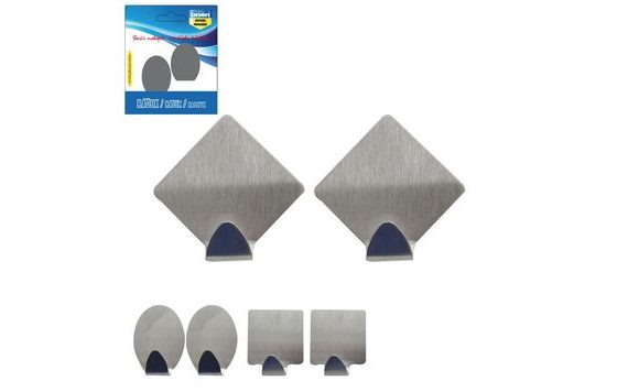 SELF-ADHESIVE STAINLESS STEEL HOOKS - SET OF 2