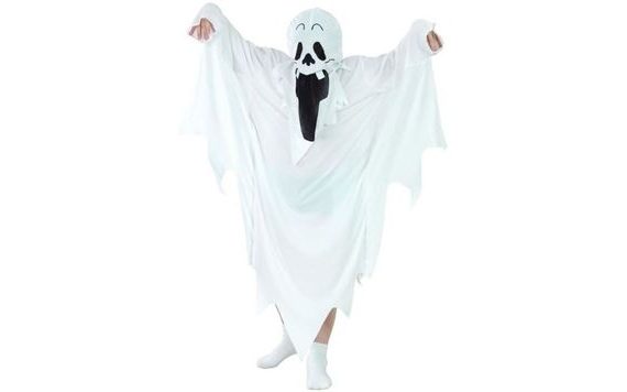 CHILDREN'S GHOST COSTUME - SIZE 120/130 CM - UNISEX - HALLOWEEN