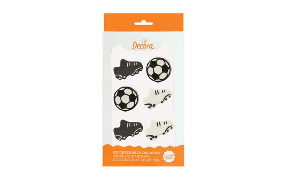 SUGAR CAKE DECORATION FOOTBALL, 6PCS
