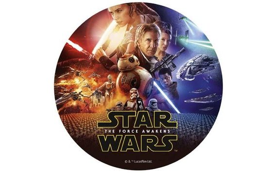 FONDANT EDIBLE CAKE PAPER STAR WARS THE FORCE AWAKENS - 20 CM