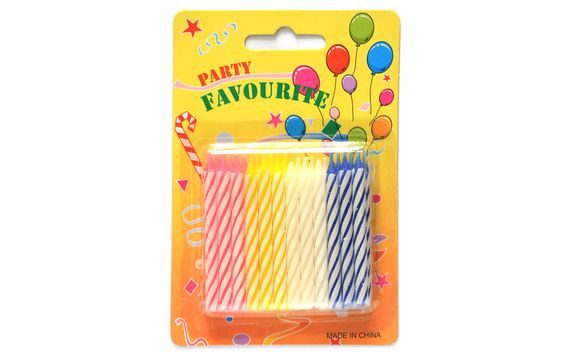 BIRTHDAY CANDLES (4 COLOURS) - 24 CANDLES WITHOUT STANDS