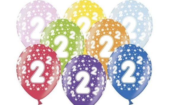 STRONG 30 CM METALLIC BALLOONS MIX - BIRTHDAY NO.2