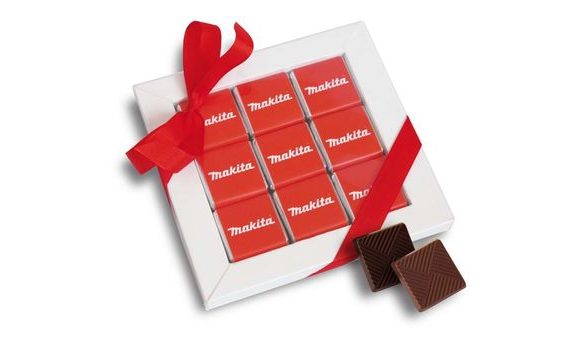 PROMOTIONAL CHOCOLATE SET 18X5G (9X5G) WITH RIBBON FEATURING YOUR DESIGN/LOGO – FROM 250 PCS