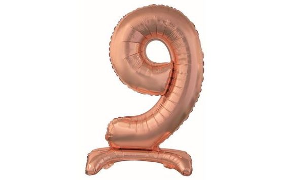 BALÓN FOLIOVÝ ČÍSLICE RŮŽOVO ZLATÁ / ROSE GOLD NA PODSTAVCI, 74 CM - 9