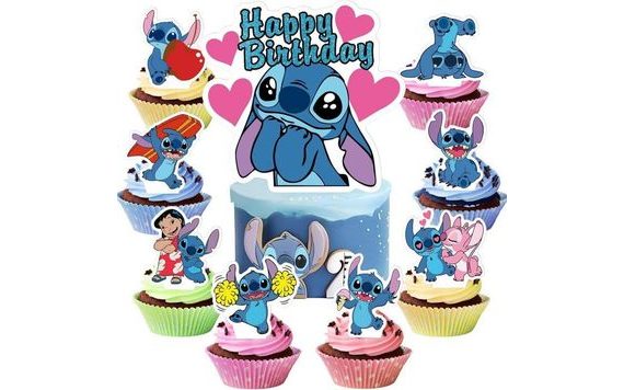 HAPPY BIRTHDAY STITCH CAKE/CUPCAKE TOPPERS 25 PCS - CAKESICQ