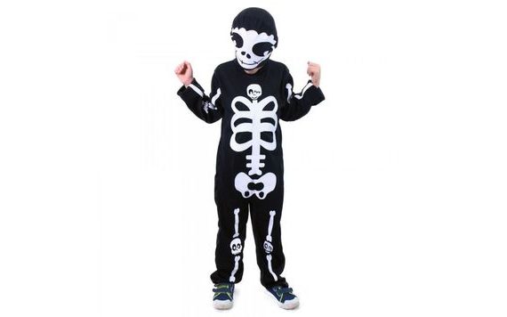 CHILDREN'S SKELETON COSTUME WITH HAT - HALLOWEEN - SIZE M - ECO