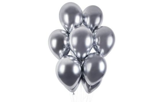 KRÓM BALLONOK 50 DB EZÜST FÉNYES - ÁTMÉRŐ 33 CM