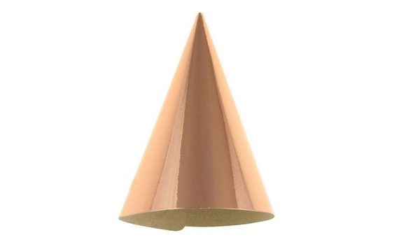 METALLIC ROSE GOLD PAPER HATS - 6 PCS