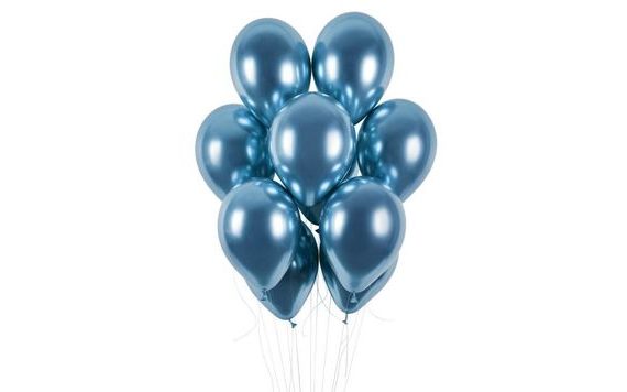 CHROMÁLT BALLON 50 DB KÉK FÉNYES - ÁTMÉRŐ 33 CM