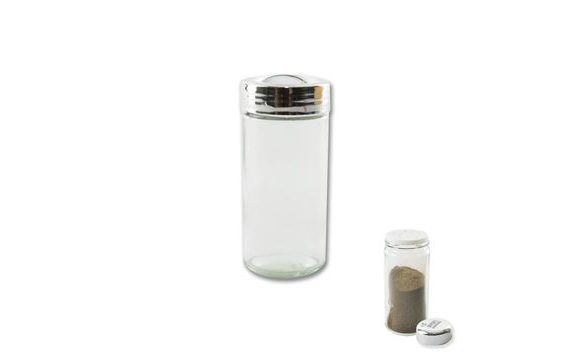 GLASS SPICE JAR WITH CHROME LID, 1 PC