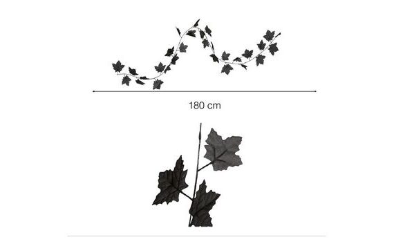 GIRLANDA Z ČIERNYCH LISTOV - HALLOWEEN - 180 CM