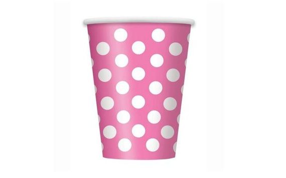 RÓZSASZÍN PÖTTYÖS POHARAK - 354 ML - 6 DB