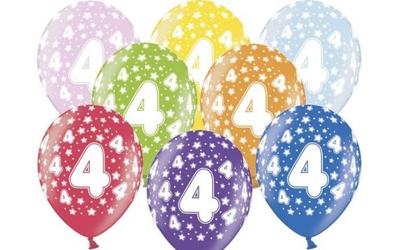 THICK BALLOONS 30 CM METALLIC MIX - BIRTHDAY NO.4