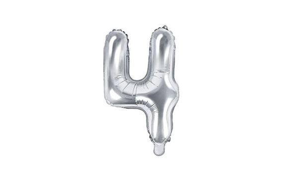 BALÓN FOLIOVÝ ČÍSLICE STŘÍBRNÁ 35 CM - 4 (NELZE PLNIT HELIEM)