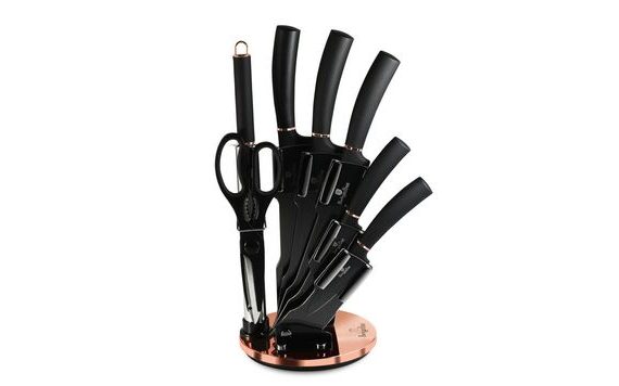 8 RÉSZES KÉSKÉSZLET ÁLLVÁNYBAN - BLACK ROSE COLLECTION BERLINGERHAUS BH-2421