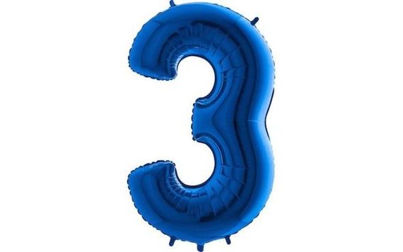 BLUE FOIL NUMBER BALLOON - 115 CM - 3