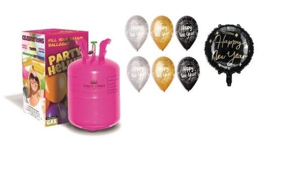HELIUM BALLOON SET - HAPPY NEW YEAR MIX - 7 PCS - NEW YEAR'S EVE