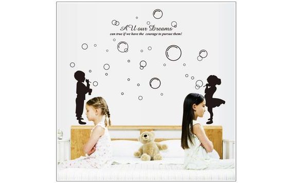 WALL STICKER - KIDS AND SOAP BUBBLES