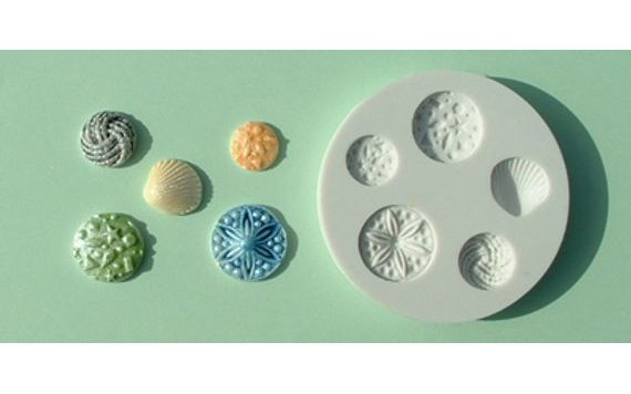 SILICONE MOULD FOR DECORATIVE BUTTONS AND SEA SHELLS