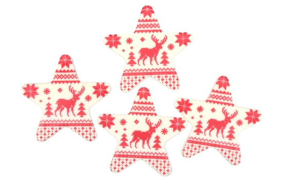 SUGAR STARS WITH PICTURE NORWEGIAN PATTERN 4 PCS