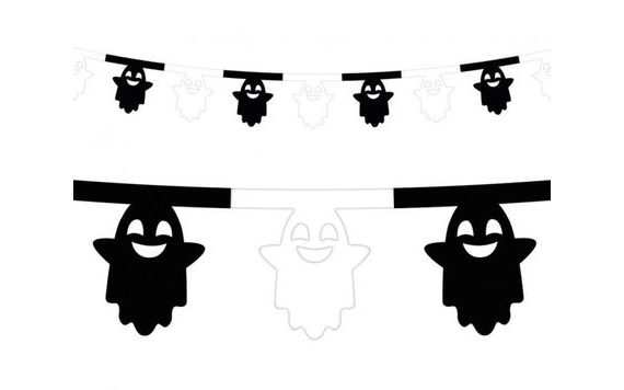GIRLANDA DUCHOVÉ - BÍLOČERNÁ - HALLOWEEN - 360 CM
