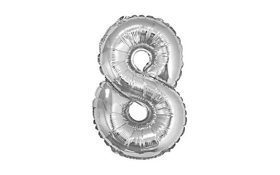 BALLOON FOIL NUMERALS SILVER 35 CM - 8 (NELZE PLNIT HELIEM)