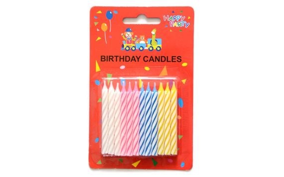 BIRTHDAY CANDLES (4 COLOURS) - 12 CANDLES WITHOUT STANDS