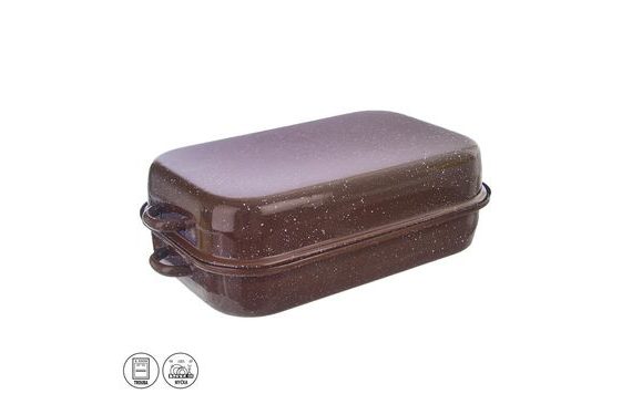 BROWN ROASTING PAN WITH LID (38.5X25 CM)