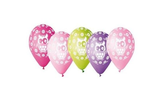 OWL BALLOONS 30 CM, 5 PCS