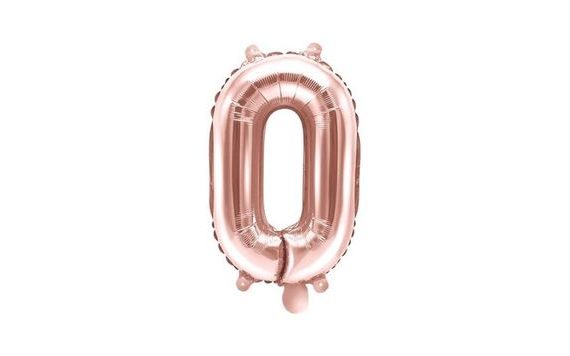ROSE GOLD FOIL BALLOON NUMBER 0 - 35 CM (NOT HELIUM FILLABLE)