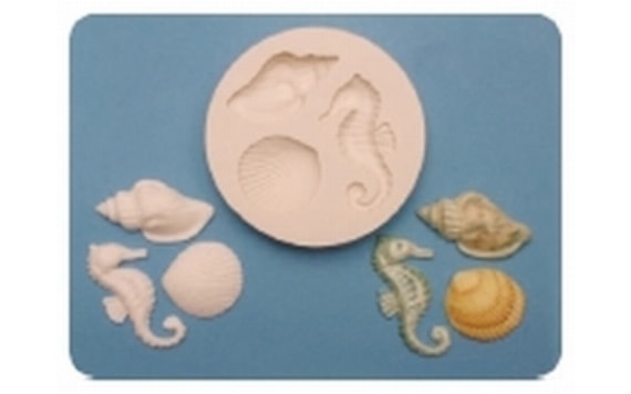 SILICONE MOULD SEAHORSE & SHELLS