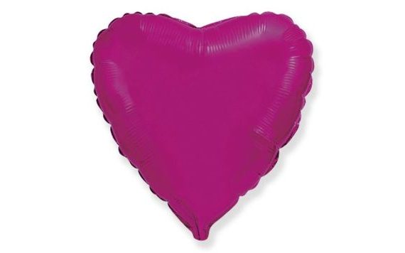 FOIL BALLOON 45 CM HEART DARK PINK FUCHSIE