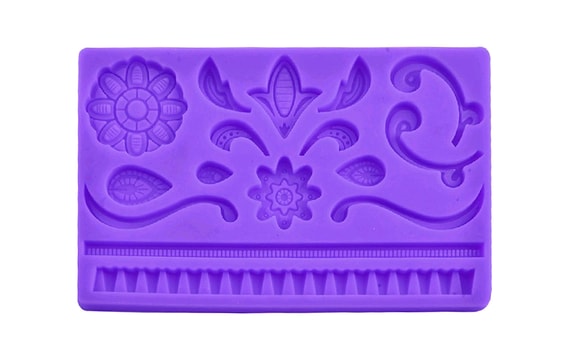 SILICONE MOULD FLOWERS WITH BORDER PATTERN