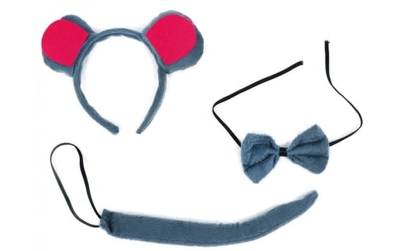 MOUSE SET WITH TAIL, HEADBAND AND BOW TIE