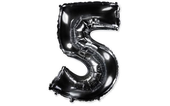 BLACK FOIL NUMBER BALLOON - 102 CM - 5