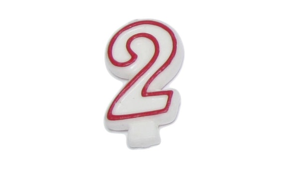 BIRTHDAY CANDLE WITH CANDLE HOLDER - NUMBERS 2