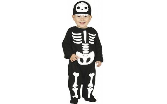 CHILDREN'S SKELETON COSTUME WITH HAT - HALLOWEEN SIZE 12-18 MONTHS