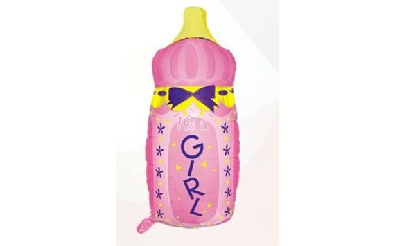 FOIL BALLOON BABY BOTTLE GIRL 80 CM