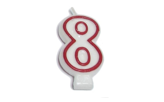 BIRTHDAY CANDLE WITH PINCH STAND - DIGITS 8